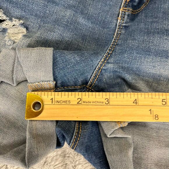 Charlotte Russe Denim Shorts Women 7 Distressed Rolled Cuff Medium Wash Y2K - Picture 6 of 7
